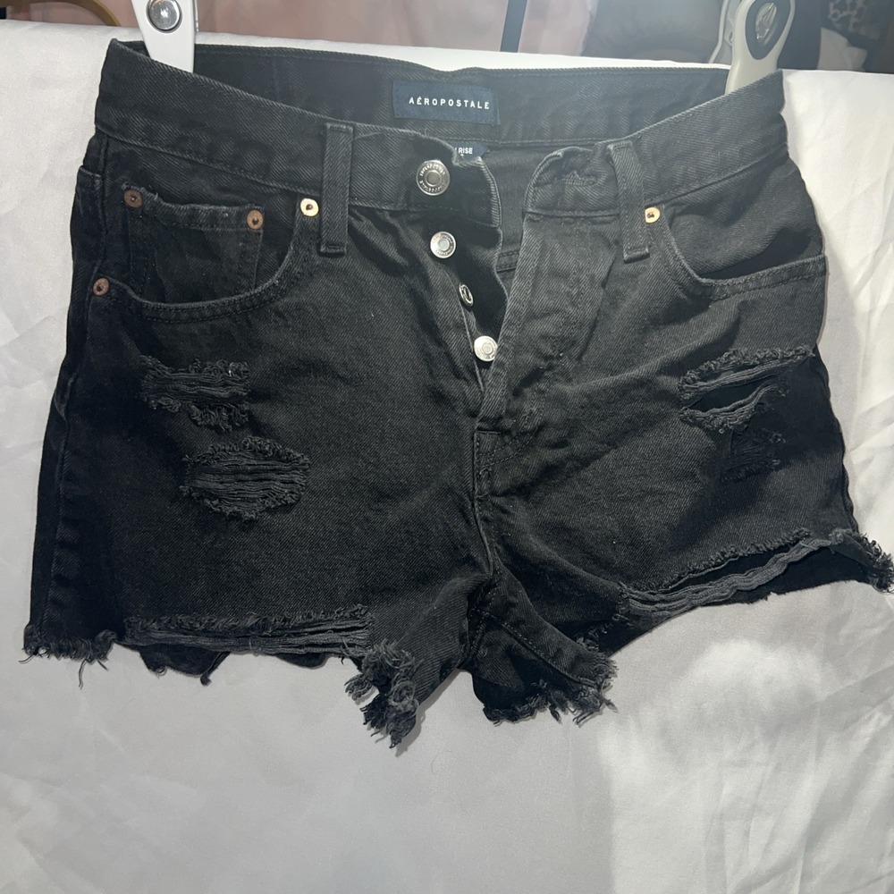 Aeropostale Womens DenimShorts sz 8 black sexy western cute with boots 75